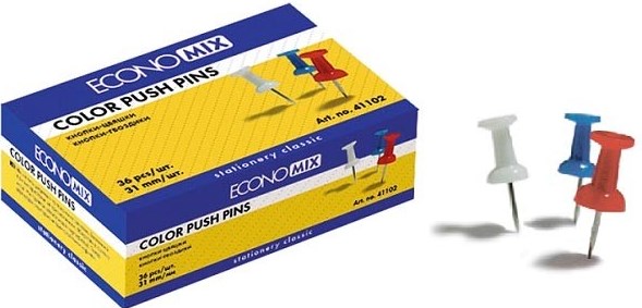 Economix 41102 Colored Push Pins, 36 pcs
