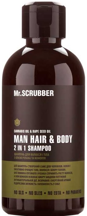 Mr.Scrubber Man 2-in-1 Hair & Body Shampoo for Men, 250 mL