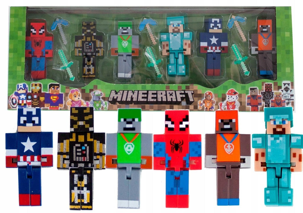 HS-5876 Minecraft Light-Up Figure Set, 6 Characters