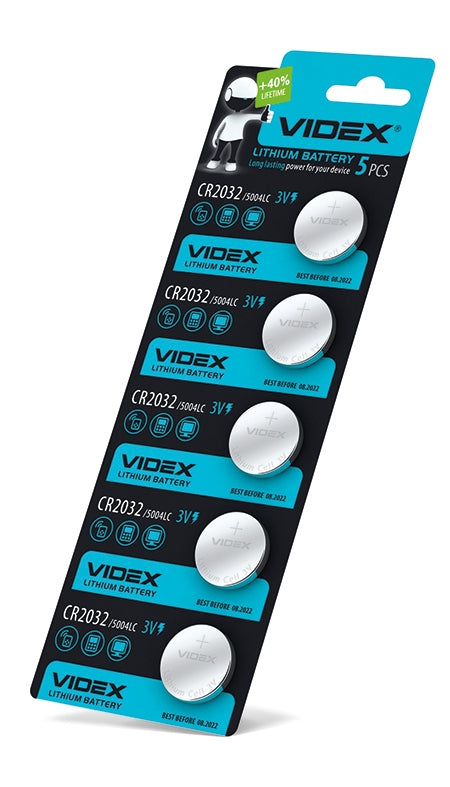 Videx CR2032 Lithium Coin Battery, 1 pc