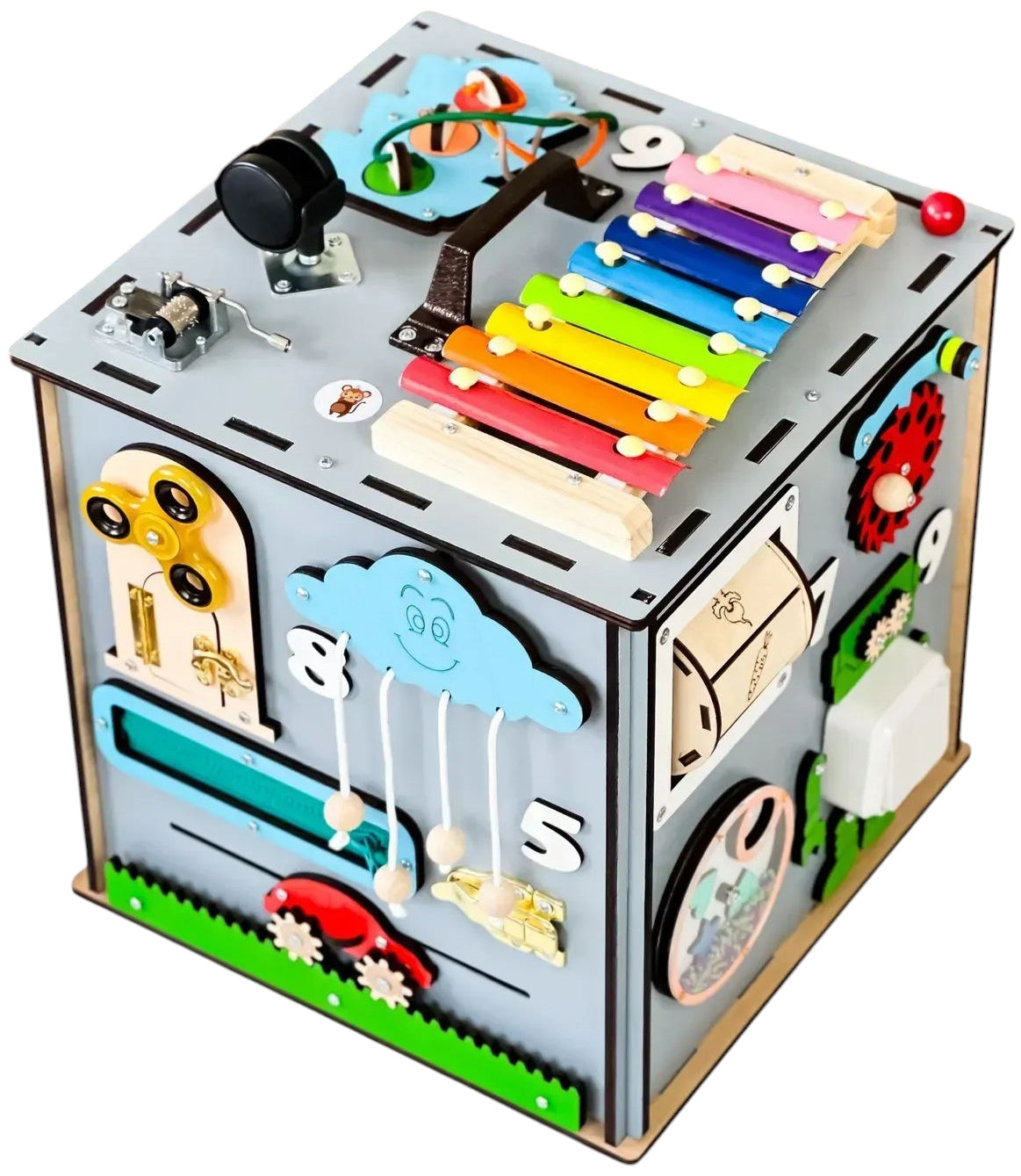 Gray Busy Cube with Robot, 30 x 30 cm