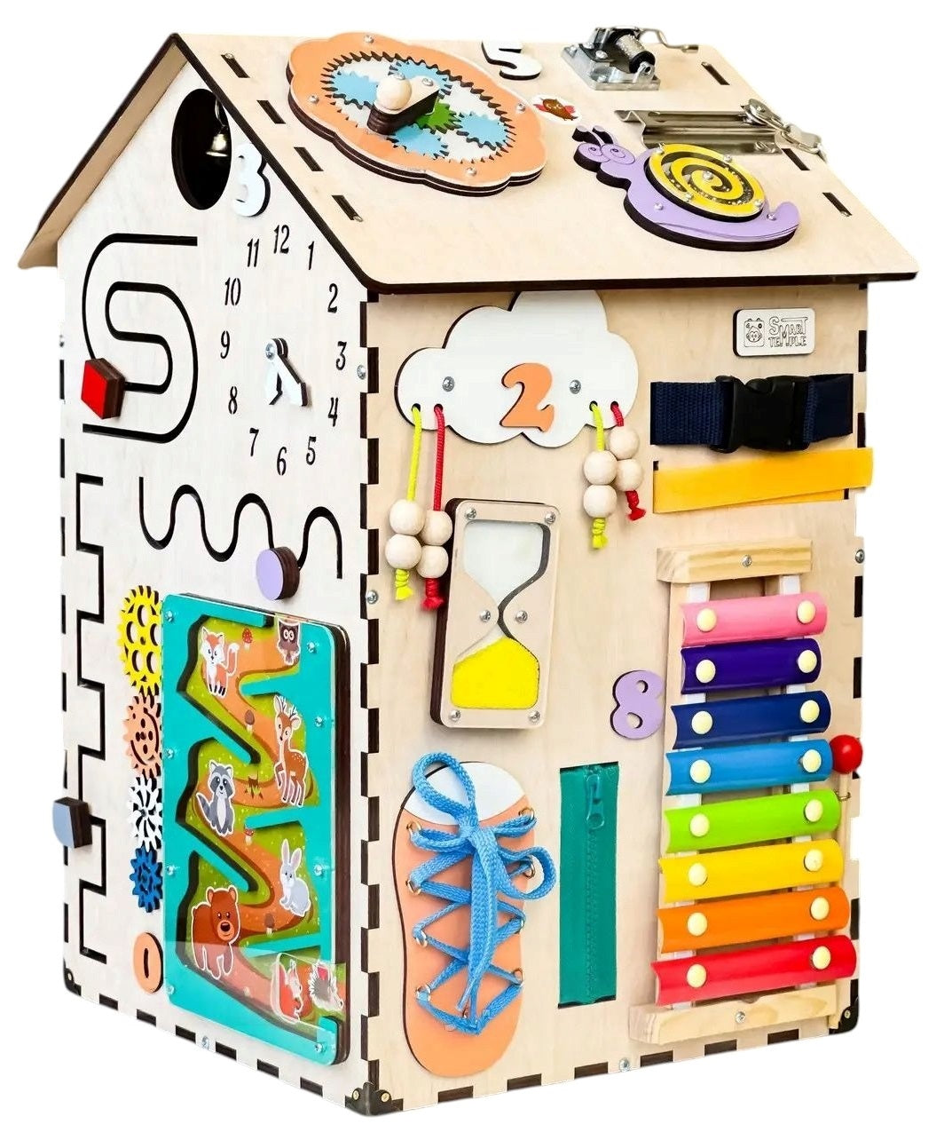 Natural Wooden Busy House, 55 x 30 x 30 cm