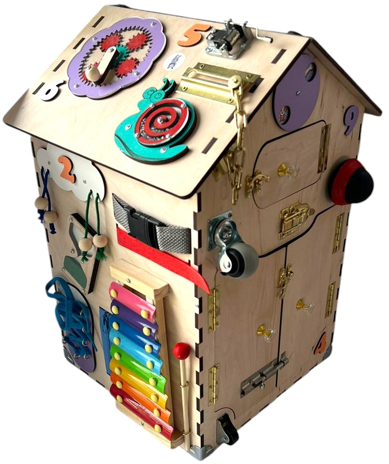 Natural Wooden Busy House, 55 x 30 x 30 cm - Image 2