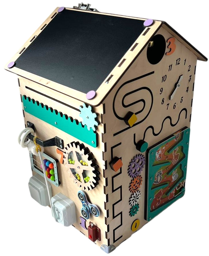 Natural Wooden Busy House, 55 x 30 x 30 cm - Image 3