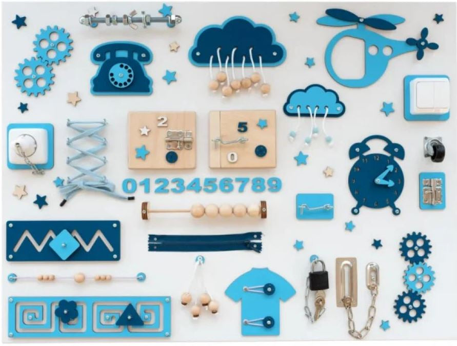 Blue Busy Board, 60 x 80 cm