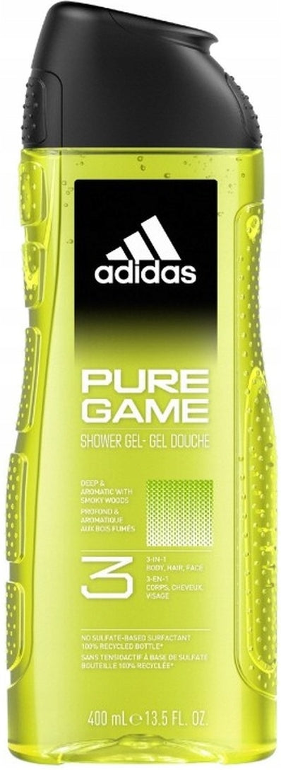 Adidas Men's Pure Game 3-in-1 Shower Gel, 400 mL