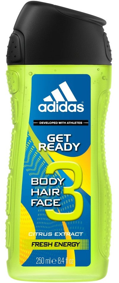 Adidas Get Ready Men's 3-in-1 Shower Gel, 250 mL