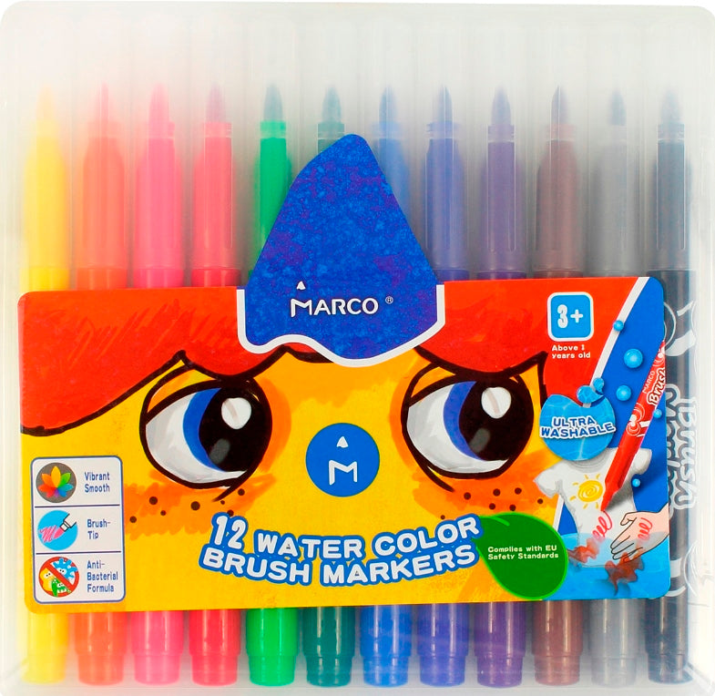 Marco 1633-12PB Watercolor Brush Marker Set, 12 Colors