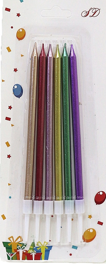 Long DSCN1282 Neon Cake Candles, 12 cm, 6 pcs
