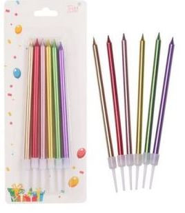 Long DSCN1282 Neon Cake Candles, 12 cm, 6 pcs - Image 2