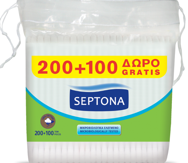 Septona Cotton Swabs Pouch, 200 + 100 pcs