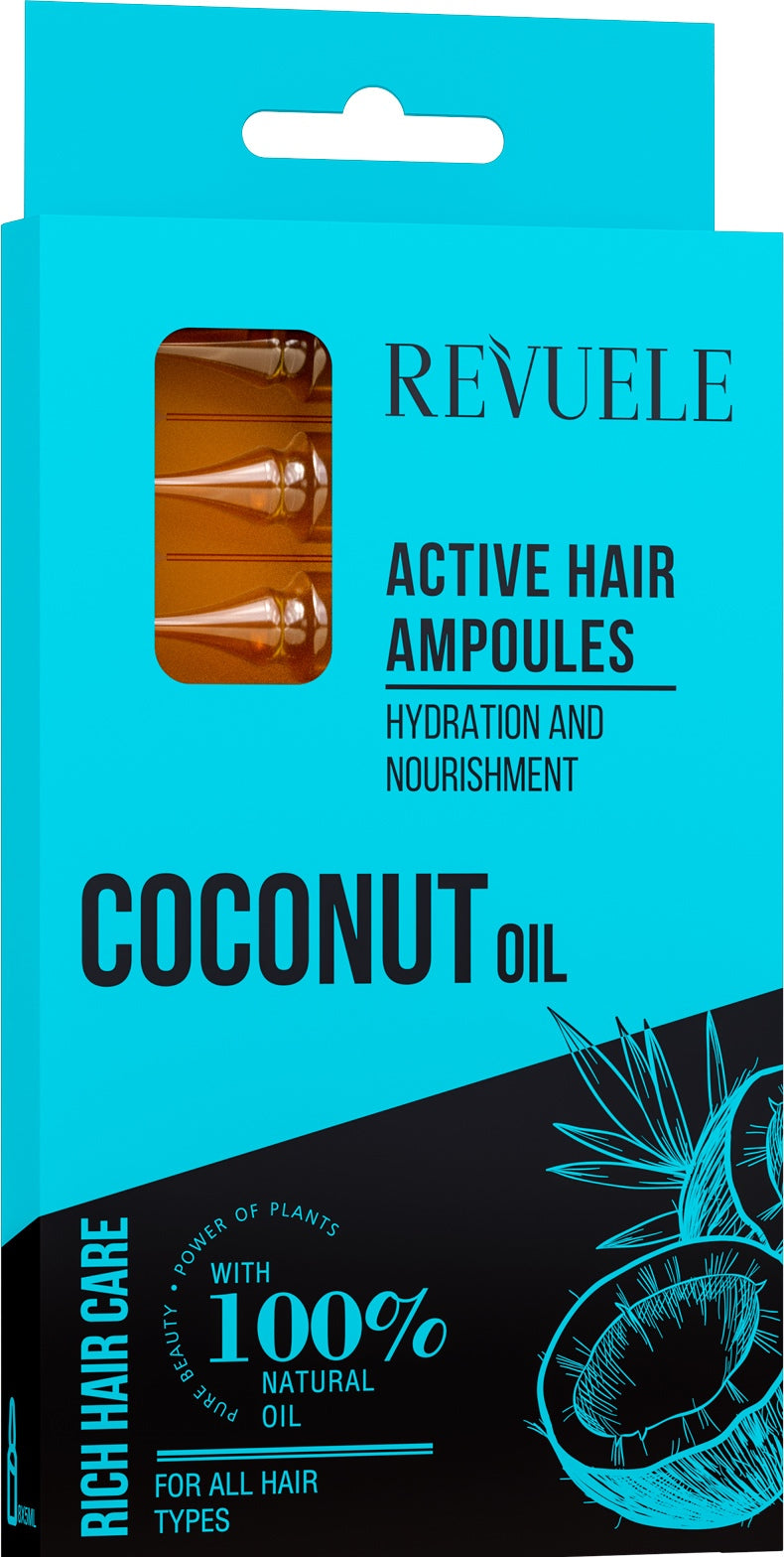 Revuele Coconut Oil Active Hair Ampoules, 8 x 5 mL