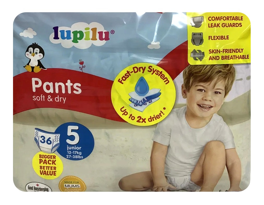 Lupilu Soft & Dry 5 Baby Pull-Up Diaper Pants, 36 pcs, 12-17 kg