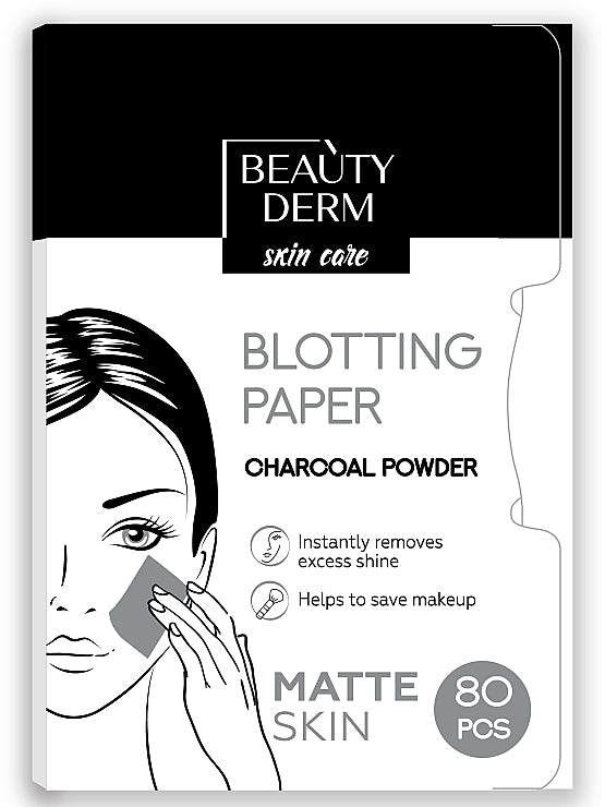 Beautyderm Charcoal Powder Facial Blotting Sheets, 80 pcs