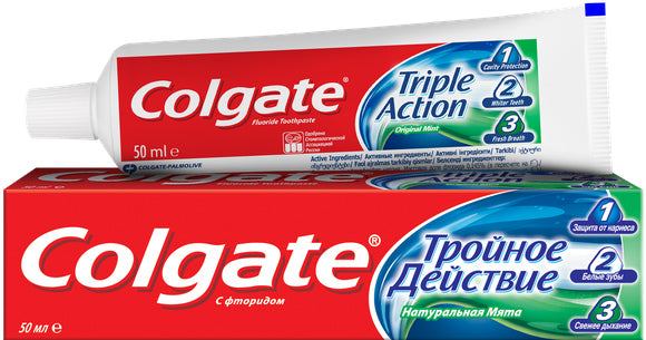 Colgate Triple Action Toothpaste, 50 mL