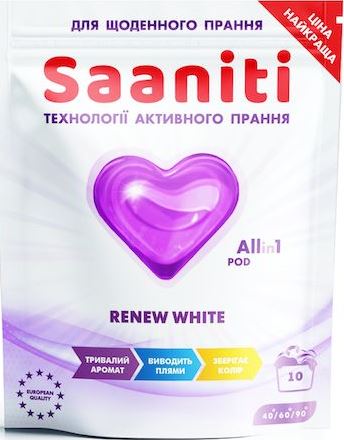 Saaniti Renew White Laundry Detergent Pods, 10 pcs