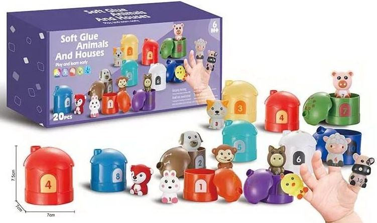 Animals 1143 Developmental Game with 10 Houses & Puppet Theater