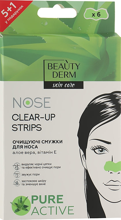 Beautyderm Aloe Vera Extract Cleansing Nose Strips, 6 pcs