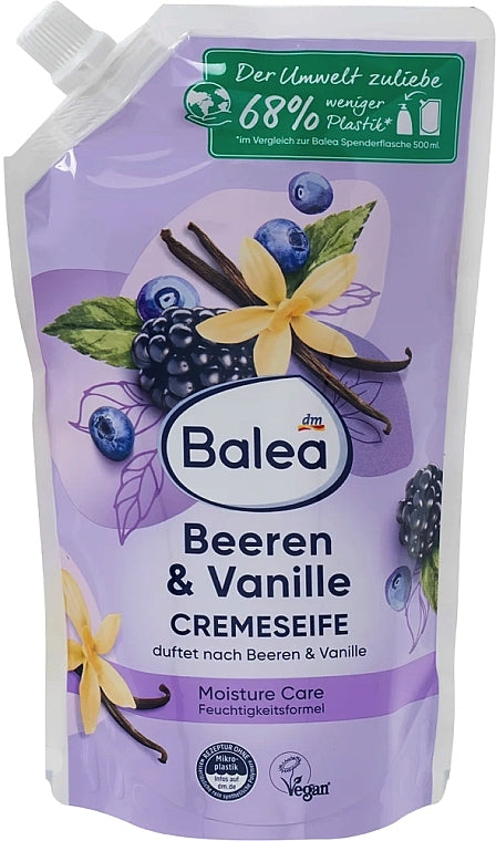 Balea Berries & Vanilla Liquid Cream Soap Refill Pouch, 500 mL