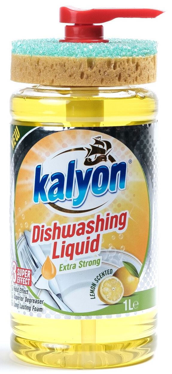 Kalyon Lemon Dishwashing Liquid with Sponge, 1 L