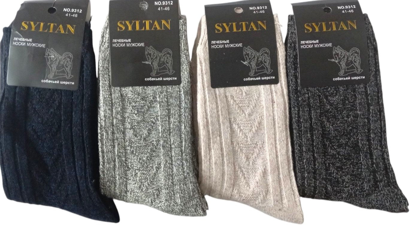 Syltan 9312 Men's Dog Wool Long Socks, Size 41-46