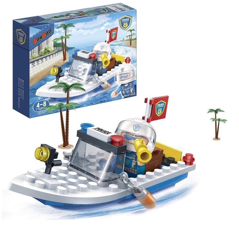 Banbao 7019 Police Boat Building Set, 58 pcs