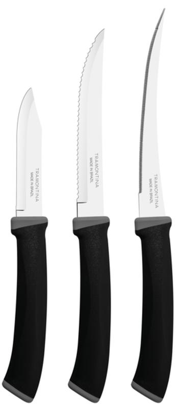 Tramontina Felice Black 23499/077 Steak, Tomato & Vegetable Knife Set, 3 pcs