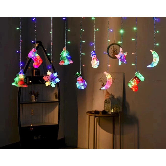 XR-11M LED Curtain Lights with 3D Figures, Multicolor, 10 pcs