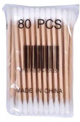 Wooden Cotton Swabs, Bag, 80 pcs