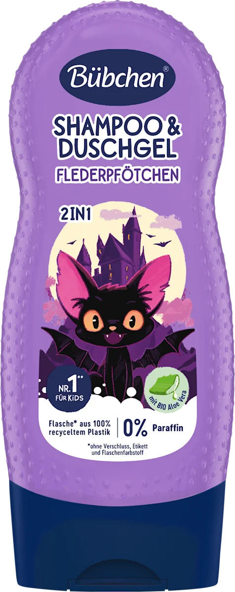 Bubchen Little Bat Paws Kids' 2-in-1 Shampoo & Shower Gel, 230 mL