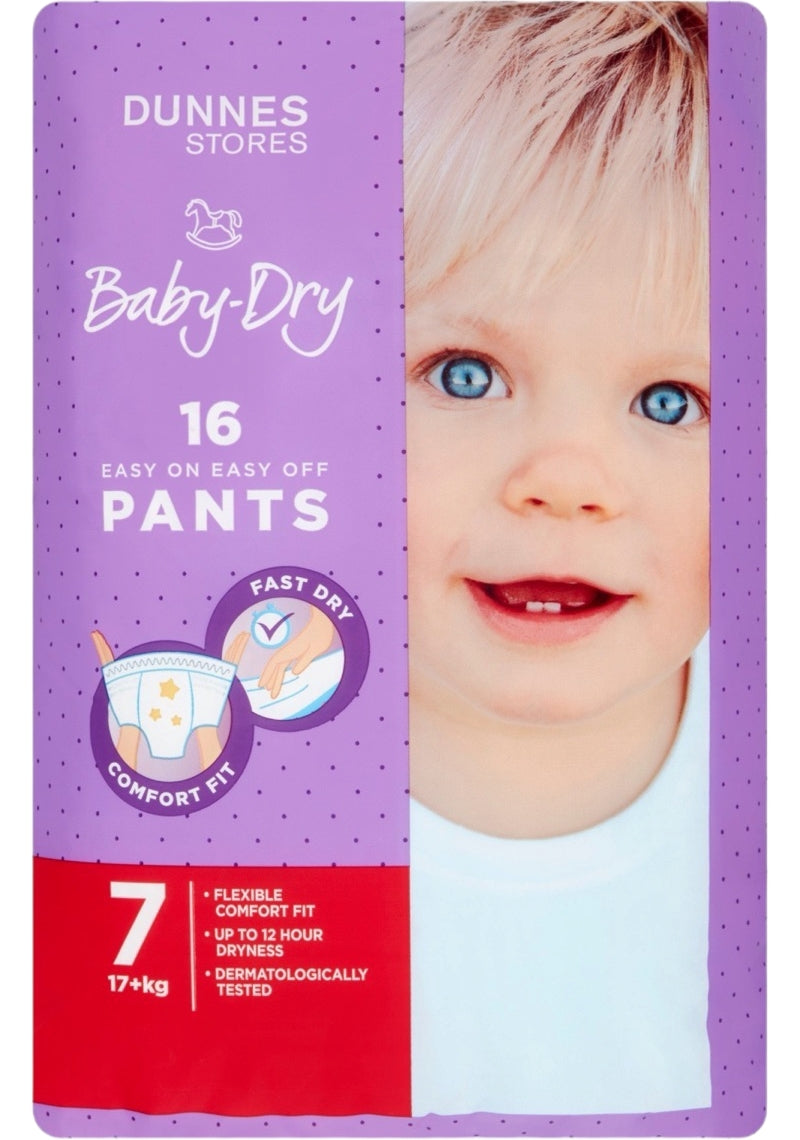 Dunnes Stores Size 7 Baby Pull-Up Diaper Pants, 17+ kg, 16 pcs