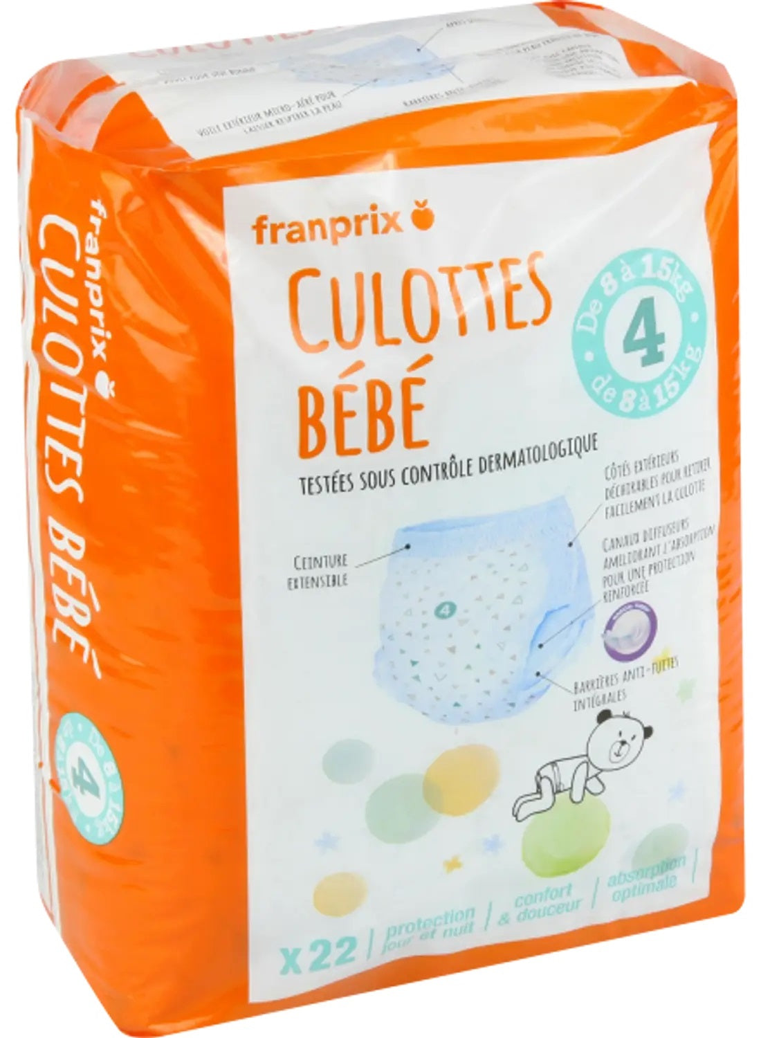 Franprix Size 4 Baby Pull-Up Diaper Pants, 8-15 kg, 22 pcs