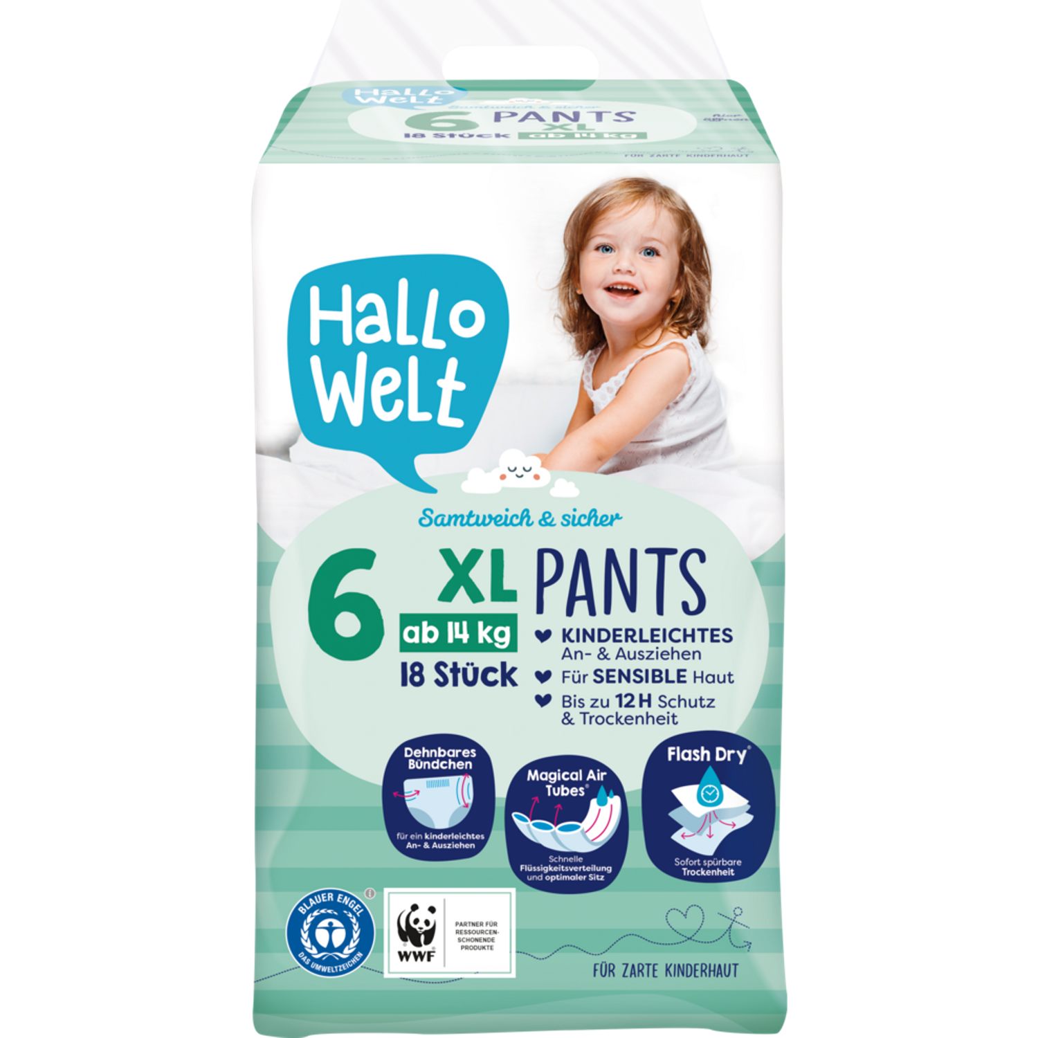 Hallo Welt Size 6 Baby Pull-Up Diaper Pants, 14+ kg, 18 pcs