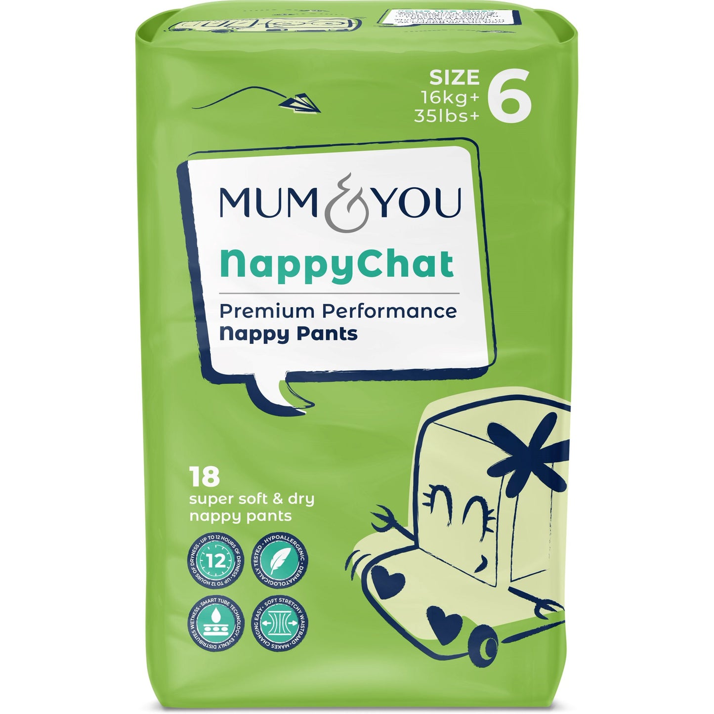 Mum and You Nappychat Size 6 Baby Pull-Up Diaper Pants, 16+ kg, 18 pcs