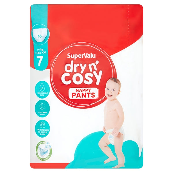 SuperValu Dry n' Cosy Size 7 Baby Pull-Up Diaper Pants, 17+ kg, 16 pcs