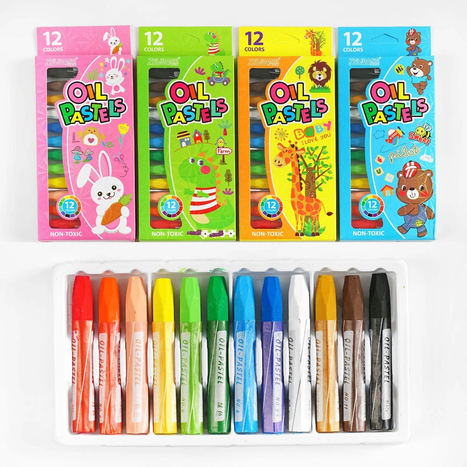 Zhubang C 60738 Oil Pastels, 12 pcs