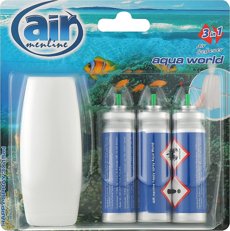 Air Menline Aqua World Air Freshener with Applicator, 3 x, 15 mL