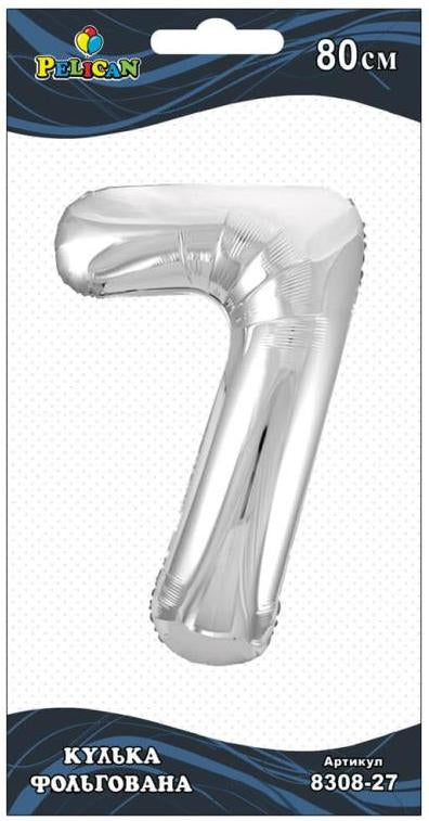 Pelican Number 7 Silver Foil Balloon, 80 cm