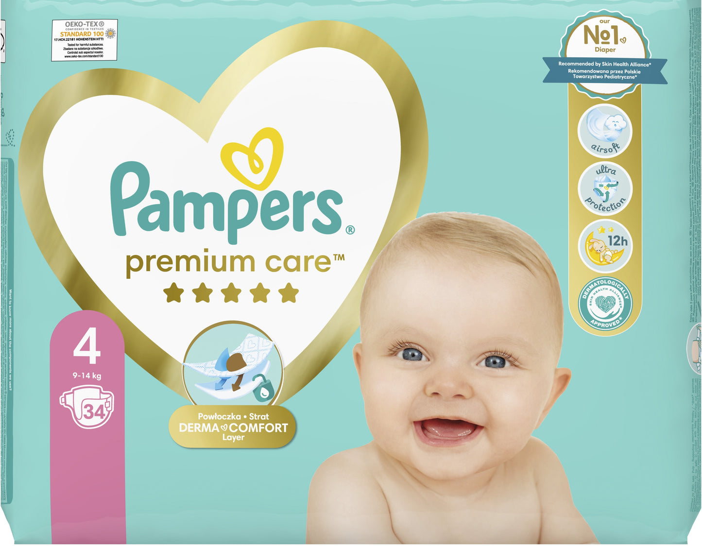 Pampers Premium Care Size 4 Baby Diapers, 9-14 kg, 34 pcs