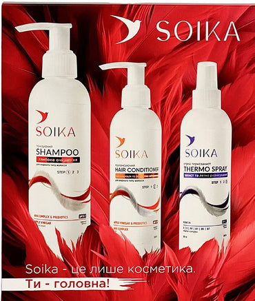 Soika Deep Cleansing & Protection Women's Gift Set: Shampoo 300 mL, Conditioning Balm 200 mL & Heat Protection Spray 200 mL - Image 2