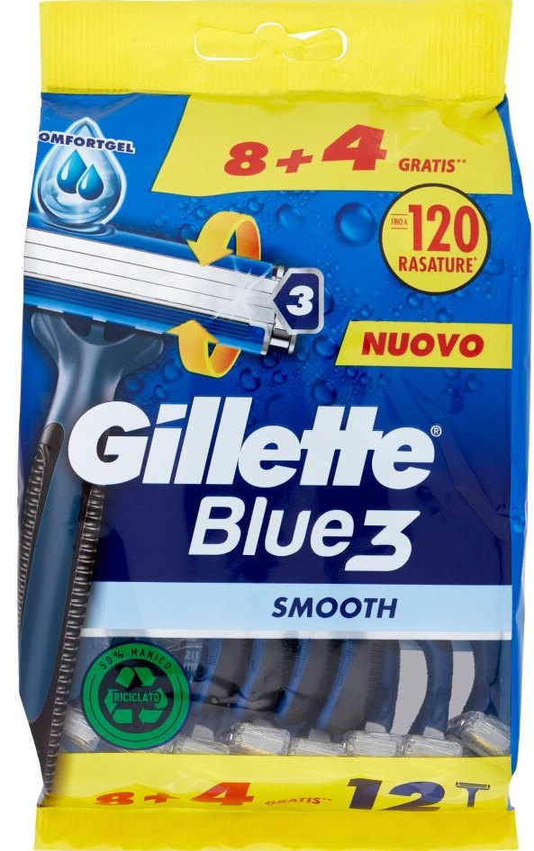 Gillette Blue 3 Smooth Razors, 8 + 4 pcs