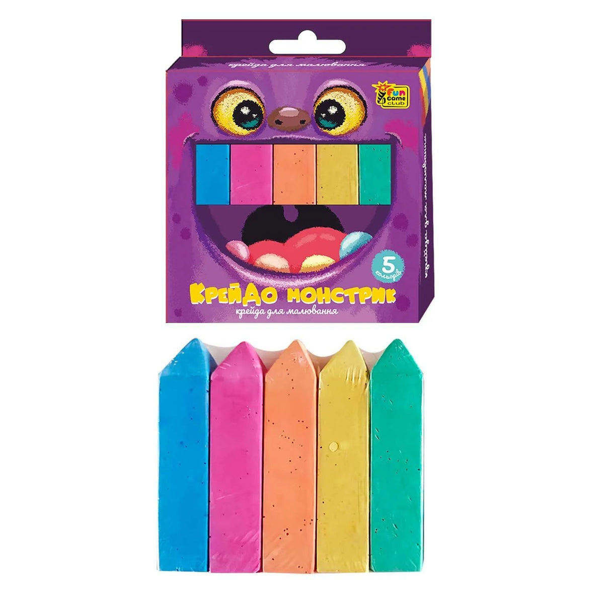 4 Fun Game Club 48036 Chalk Monster Colored Chalk, 5 pcs