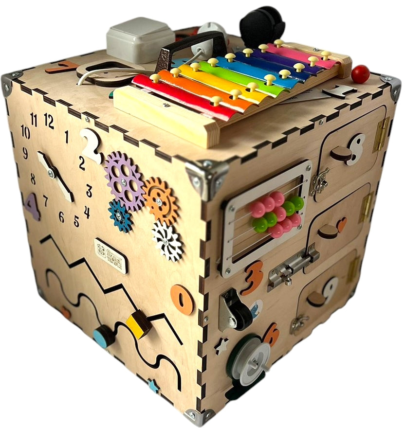 Natural Wooden Busy Cube, 30 x 30 x 30 cm - Image 2