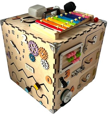 Natural Wooden Busy Cube, 30 x 30 x 30 cm - Image 2