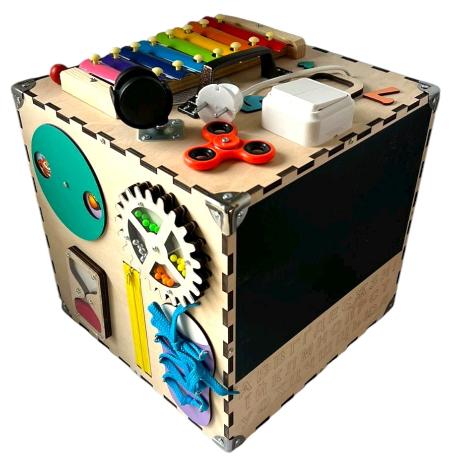 Natural Wooden Busy Cube, 30 x 30 x 30 cm - Image 3