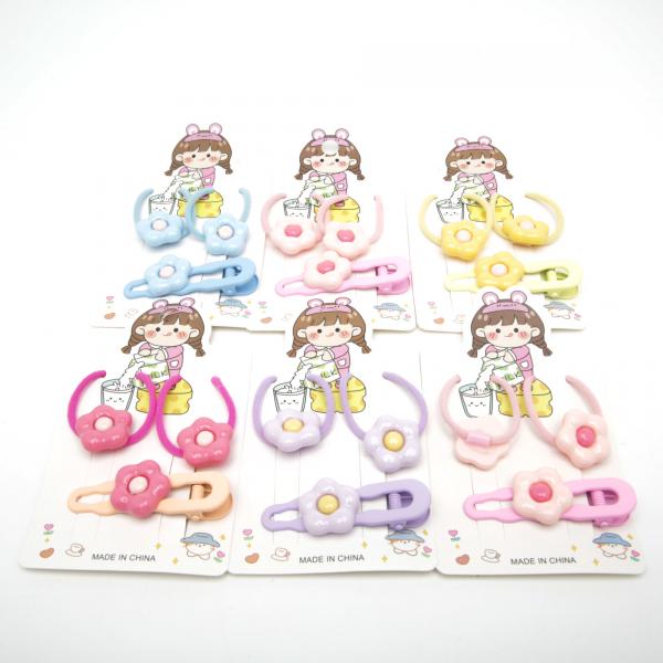 Kids' Flower Hair Tie & Hair Clip Set 6-4166: 2 Hair Ties & 1 Hair Clip