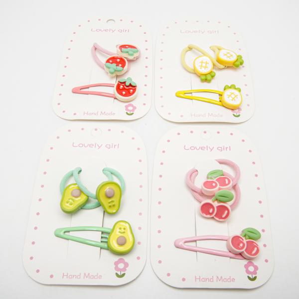 Kids' Fruit Hair Tie & Hair Clip Set 6-5325: 2 Hair Ties & 1 Hair Clip