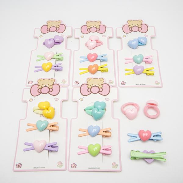 Kids' Heart Hair Tie & Hair Clip Set 6-5326