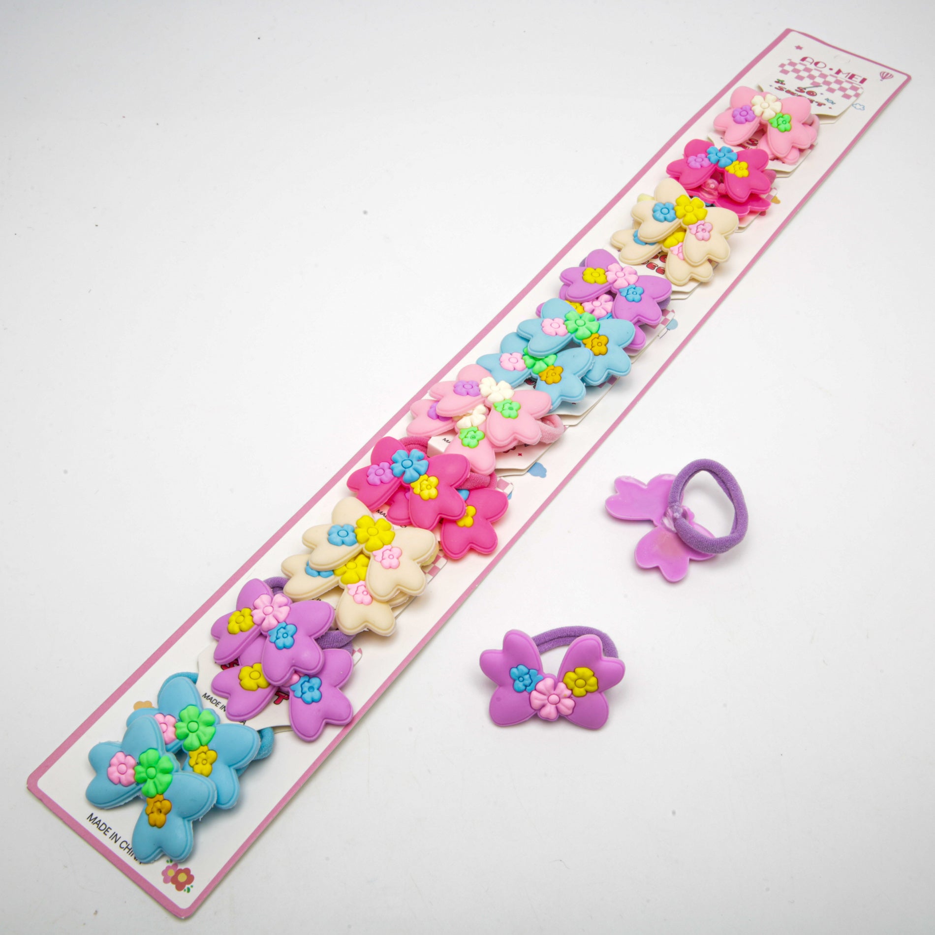 Kids' Silicone Flower Bow Hair Ties 6-5688, 2 pcs, 4.2 x 2.8 cm