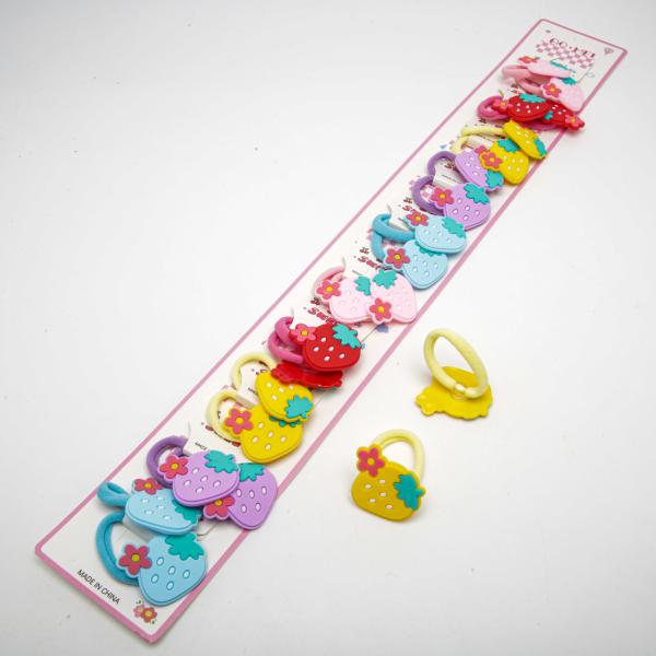 Kids' Silicone Strawberry Hair Ties 6-5691, 2 pcs, 3 x 3 cm